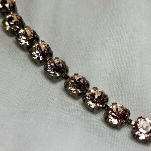 Austrian Crystal Tennis Choker Necklace Champagne Pink Brown 18”